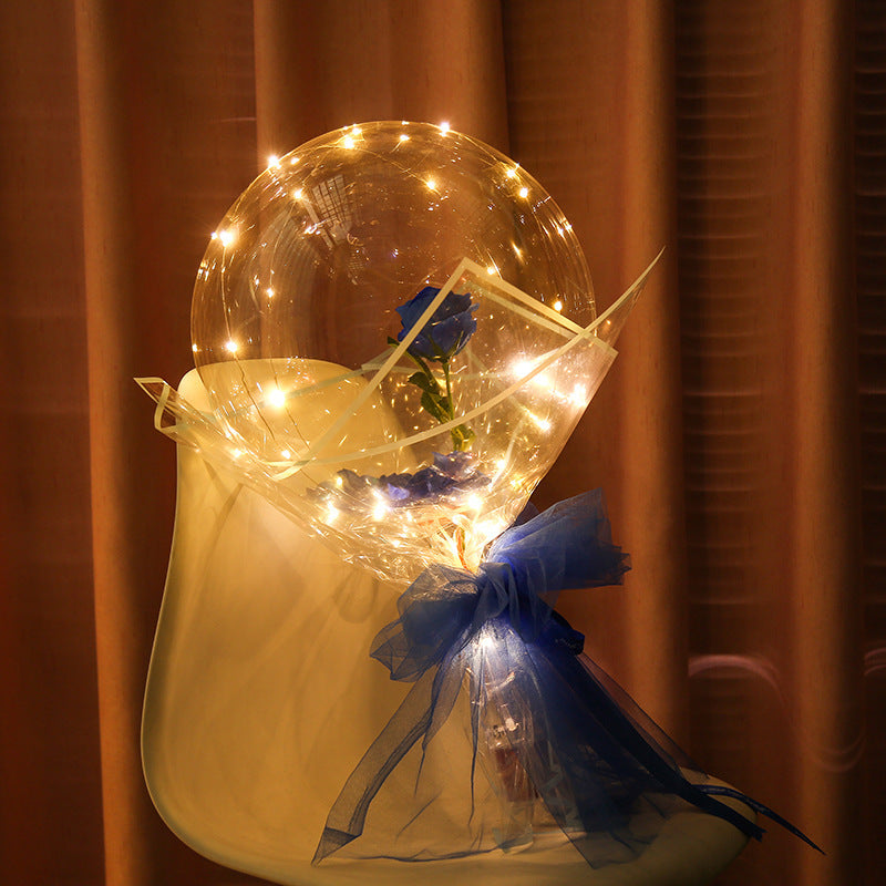 LED Luminous Balloon Rose Bouquet Transparent Bobo Ball Rose