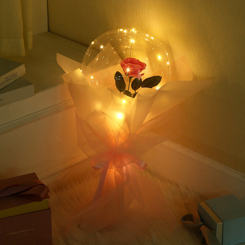 LED Luminous Balloon Rose Bouquet Transparent Bobo Ball Rose