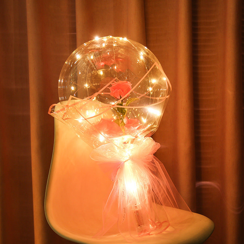 LED Luminous Balloon Rose Bouquet Transparent Bobo Ball Rose