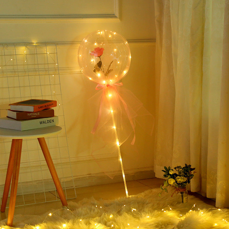 LED Luminous Balloon Rose Bouquet Transparent Bobo Ball Rose