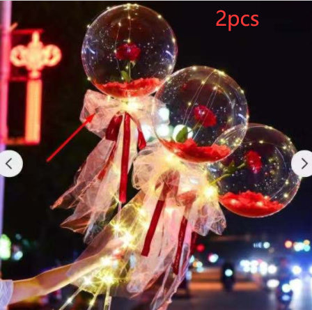 LED Luminous Balloon Rose Bouquet Transparent Bobo Ball Rose