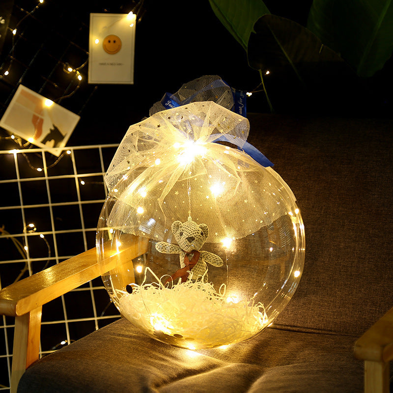 LED Luminous Balloon Rose Bouquet Transparent Bobo Ball Rose