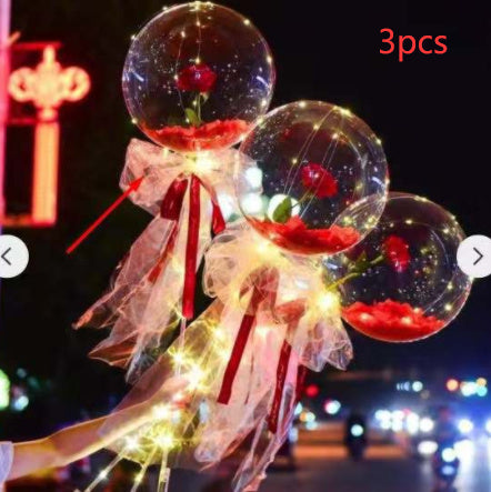 LED Luminous Balloon Rose Bouquet Transparent Bobo Ball Rose