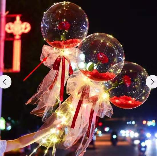 LED Luminous Balloon Rose Bouquet Transparent Bobo Ball Rose