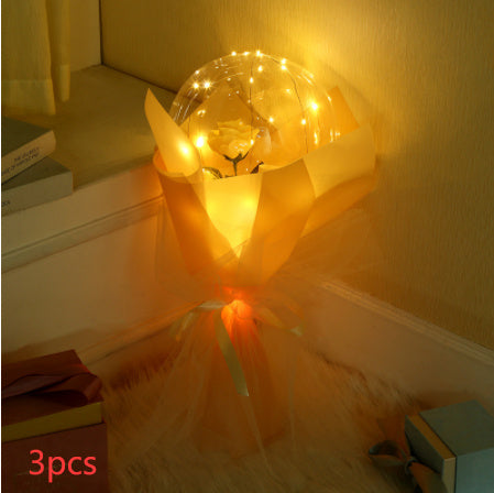 LED Luminous Balloon Rose Bouquet Transparent Bobo Ball Rose