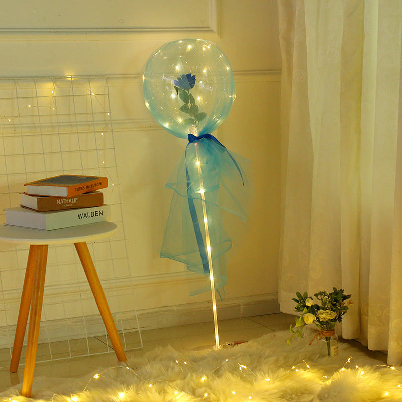 LED Luminous Balloon Rose Bouquet Transparent Bobo Ball Rose