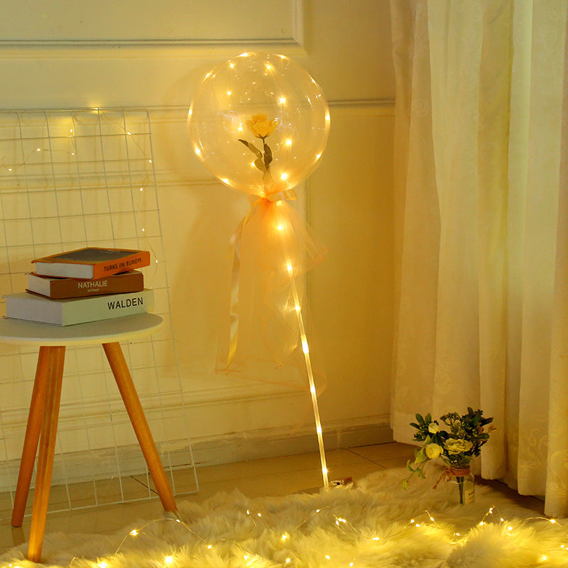 LED Luminous Balloon Rose Bouquet Transparent Bobo Ball Rose