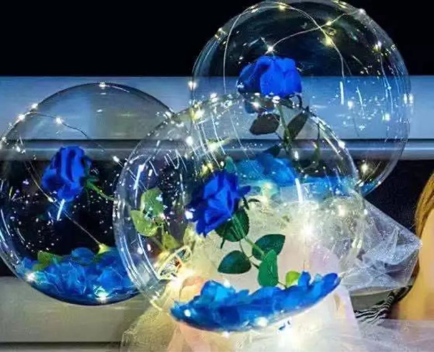 LED Luminous Balloon Rose Bouquet Transparent Bobo Ball Rose